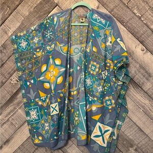 Kate & Mallory Blue and Yellow Patterned Swim Coverup 100% cotton